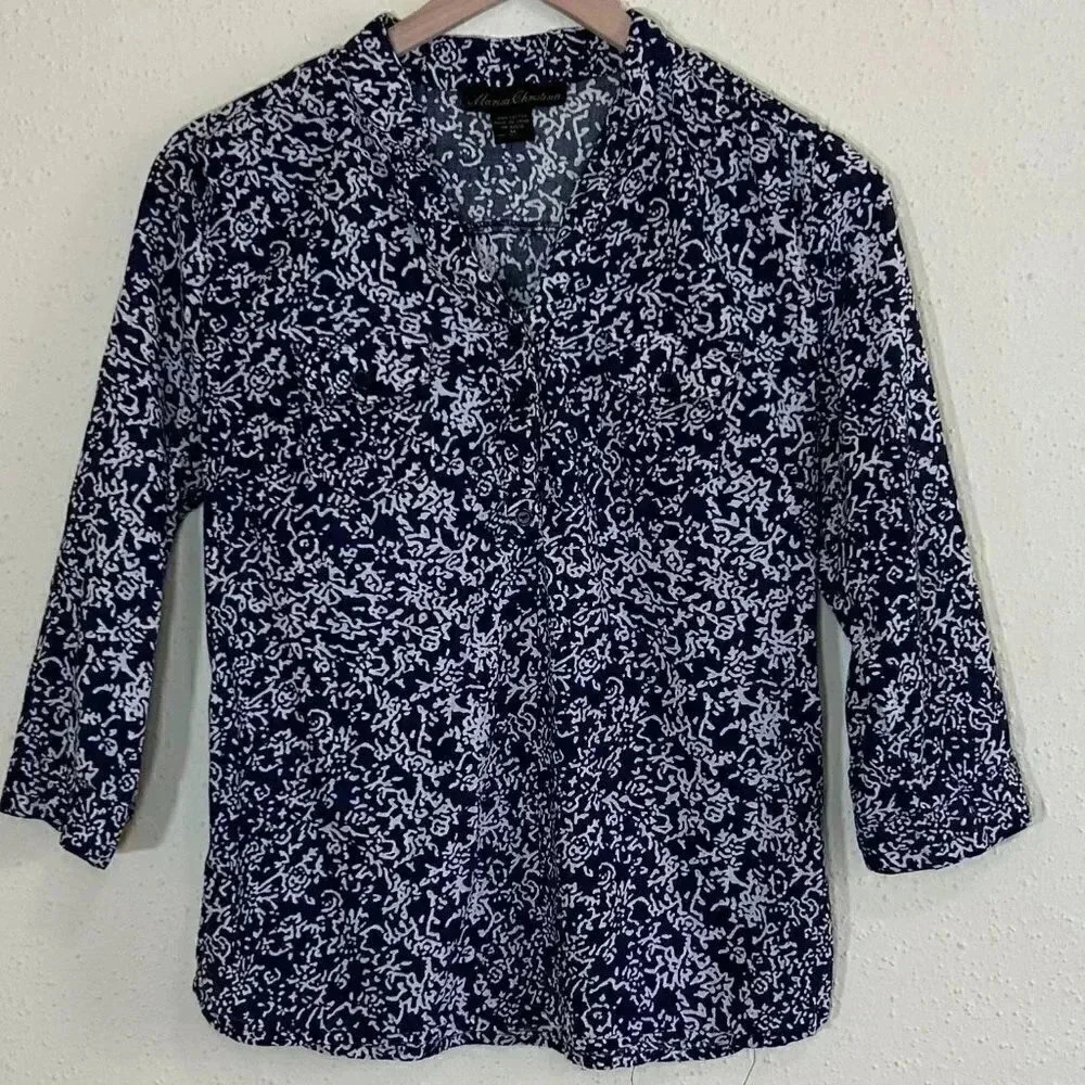 2/$30 Marisa Christina 3/4 Sleeve Blue Top Size Medium